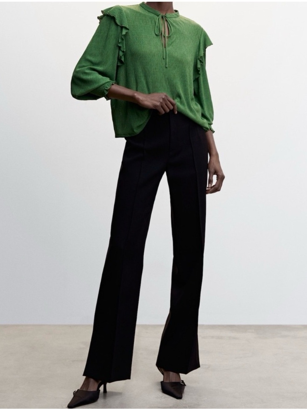 MANGO | Textured Ruffled Blouse - Picture 2 of 10